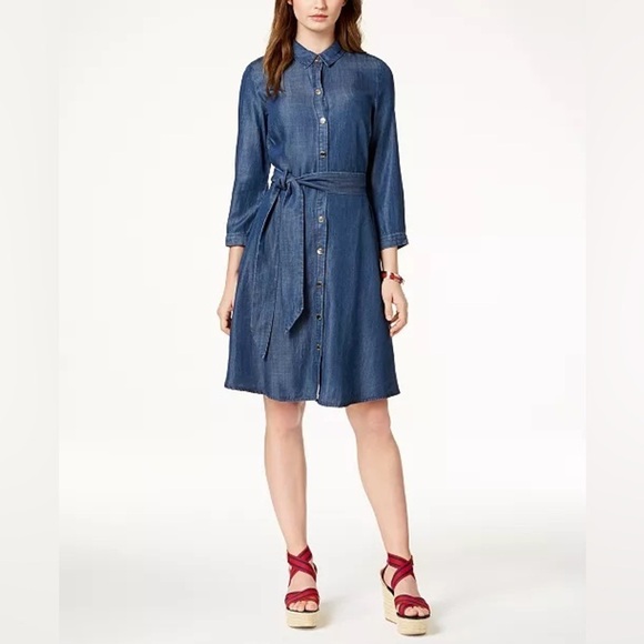 Tommy Hilfiger Dresses & Skirts - Tommy Hilfiger 3/4-Sleeve Chambray Shirtdress